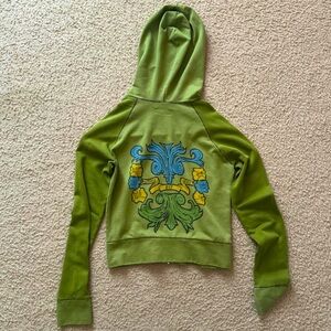 Vintage Essential Green One Life Los Angeles Goth Grunge Zip Up Sweatshirt
